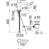 Schéma technique - Mitigeur bidet C3 avec vidage ABC