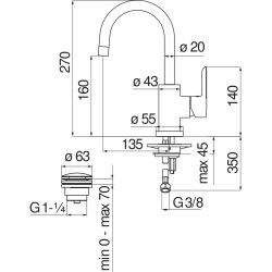 Schéma technique - Mitigeur lavabo ABC