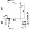 Schéma technique - Mitigeur lavabo rehaussé avec vidage push SOFÌ chrome