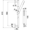 Schéma technique - Barre de douche 550 mm avec douchette 1 jet