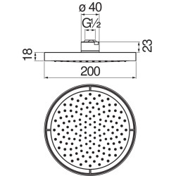 Schéma technique - Douche de tête 1 voie Ø 200 - réf. AD139/10