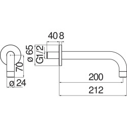 Schéma technique - Bec débit Ø24 int. 200 mm SOLE