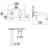 Schéma technique - Façade mitigeur lavabo encastré bec 150 mm LIVE