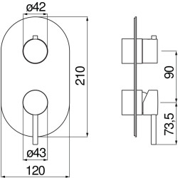 Schéma technique - Façade apparente pour corps à encastrer 2 voies rond