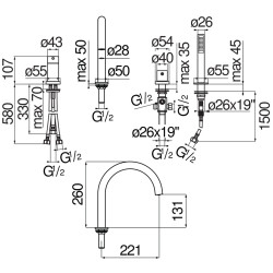 Schéma technique - Batterie baignoire rond