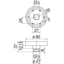 Schéma technique - Support douche plafond chrome