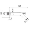 Schéma technique - Bras de douche rond Ø 20,5 166 mm à 44°