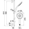 Schéma technique - Barre de douche 550 mm avec douchette 3 jets
