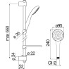 Schéma technique - Barre de douche 660 mm avec douchette 1 jet chrome