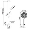 Schéma technique - Barre de douche 660 mm avec douchette 5 jets chrome
