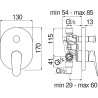 Schéma technique - Mitigeur bain douche à encastrer 2 voies BLUES chrome