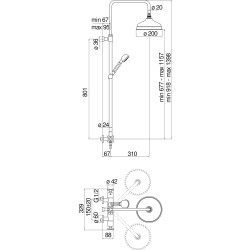 Schéma technique - Colonne thermostatique télescopique CARLOS PRIMERO chrome