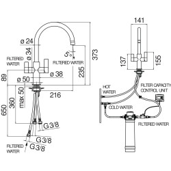 Schéma technique - Mitigeur évier avec eau filtrée FLAG