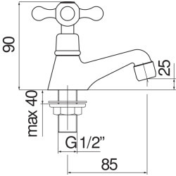 Schéma technique - Robinet lavabo eau froide GRAZIA