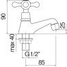 Schéma technique - Robinet lavabo eau froide GRAZIA