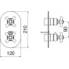 Schéma technique - Façade thermostatique à encastrer 1 voie GRAZIA