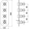 Schéma technique - Façade thermostatique à encastrer 3 voies GRAZIA