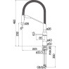 Schéma technique - Mitigeur évier avec ressort et douchette 2 jets chrome