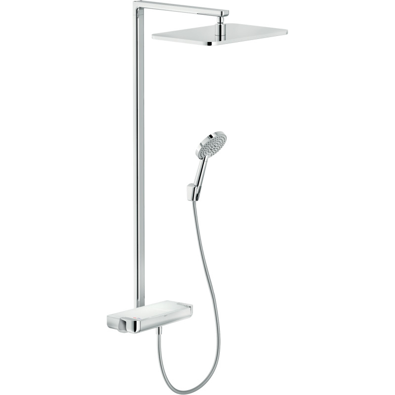 Colonne douche thermostatique PLAIN avec étagère en verre chromé