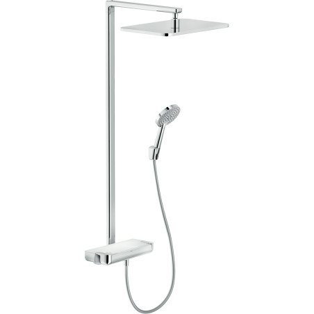 Colonne douche thermostatique PLAIN avec étagère en verre chromé
