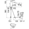 Schéma technique - Mitigeur bidet C3 avec vidage SKY chrome