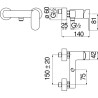 Schéma technique - Mitigeur douche sans duplex UP chrome