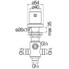 Schéma technique - Inverseur pour baignoire 2 voies - rond chrome