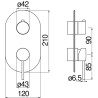 Schéma technique - Façade apparente pour corps à encastrer 2 voies VELIS
