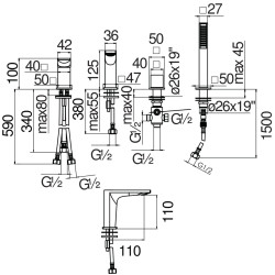 Schéma technique - Batterie baignoire SEVEN