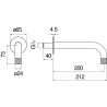 Schéma technique - Bec Ø24 entraxe 200 mm pour bain douche à encastrer SOLE