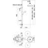 Schéma technique - Colonne de douche thermostatique télescopique GRAZIA miel brossé PVD
