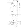Schéma technique - Colonne de douche thermostatique COOL body pomme de tête Ø 250 douchette 3 jets série TONDA