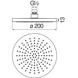 Schéma technique - Douche de tête 1 voie Ø 200 - réf. AD139/112