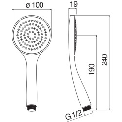 Schéma technique - Douchette monojet EMOTION graphite brossé PVD