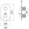Schéma technique - Façade thermostatique poignée Ø 40 avec 1 et 2 voies