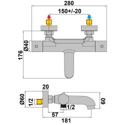 Mitigeur bain-douche thermostatique COX
