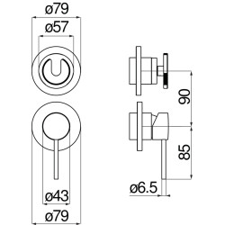 Schéma technique - Façade apparente pour corps à encastrer 2/3 voies série SOLE