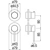 Schéma technique - Façade apparente pour corps à encastrer 2/3 voies
