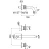 Schéma technique - Façade mitigeur lavabo encastré 3 trous bec 150 mm