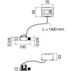 Schéma technique - Indicateur de remplacement de filtre de surveillance complet avec capteur de comptage de litres BWT