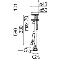 Schéma technique - Inverseur pour baignoire cartouche Ø 35