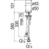 Schéma technique - Inverseur pour baignoire cartouche Ø 35