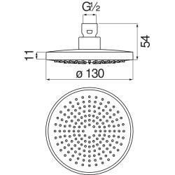 Schéma technique - Pomme de tête ronde 130 mm