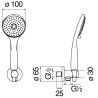 Schéma technique - Set de douche complet avec prise d'eau ronde avec douchette 3 jets Ø 100