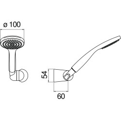 Schéma technique - Support orientable avec douchette monojet chrome