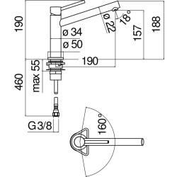 Schéma technique - Mitigeur évier ACQUERELLI (Standard, réf. AQ93113/1)