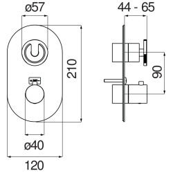 Schéma technique - Façade thermostatique à encastrer SOLE (1-2 voies)