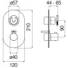 Schéma technique - Façade thermostatique à encastrer SOLE (1-2 voies)