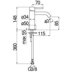 Schéma technique - Mitigeur lavabo ACQUERELLI (Bec haut sans vidage)
