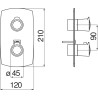 Schéma technique - Façade thermostatique à encastrer SOFÌ (1 voie)